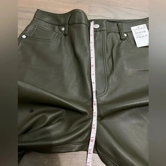 BLANKNYC Franklin High Waist Faux Leather Wide Leg Pants Sign up green. Size 31 - Picture 10 of 10